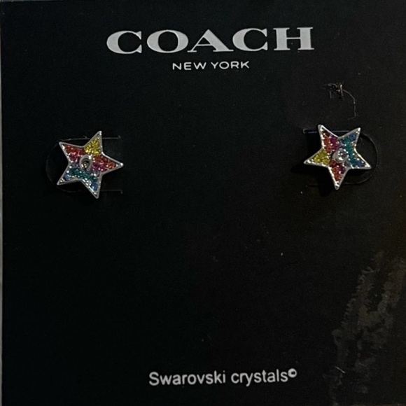 COACH Rainbow Swarovski Crystal Star Earrings - Picture 3 of 4